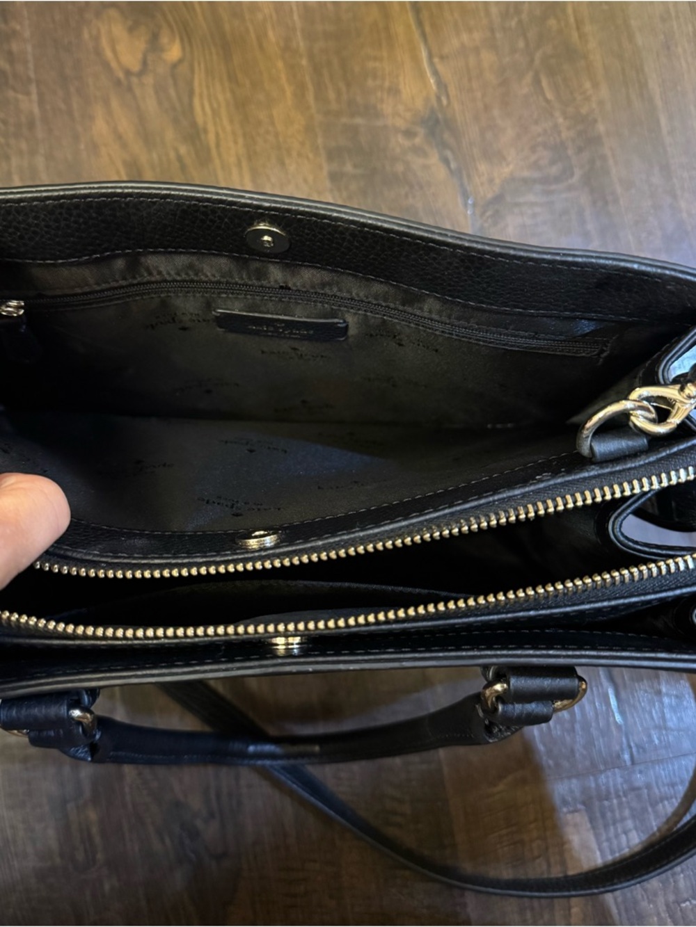 kate spade black pebbled leather satchel with gold hardware - Picture 5 of 5